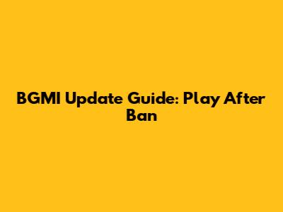 BGMI Update Guide: Play After Ban