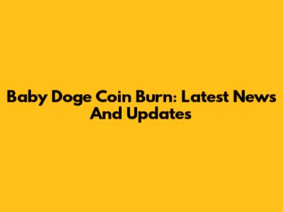 Baby Doge Coin Burn: Latest News And Updates