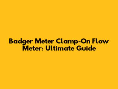 Badger Meter Clamp-On Flow Meter: Ultimate Guide