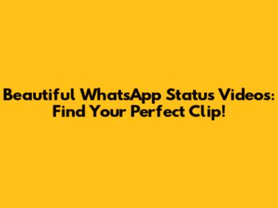 Beautiful WhatsApp Status Videos: Find Your Perfect Clip!