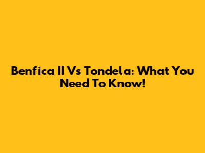 Benfica II Vs Tondela: What You Need To Know!