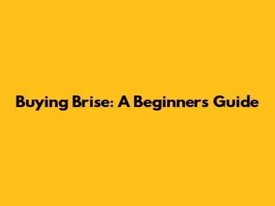 Buying Brise: A Beginner's Guide