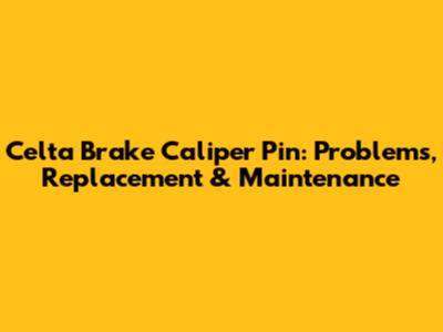 Celta Brake Caliper Pin: Problems, Replacement & Maintenance