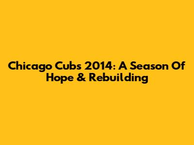 Chicago Cubs 2014: A Season Of Hope & Rebuilding