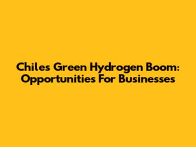 Chile's Green Hydrogen Boom: Opportunities For Businesses