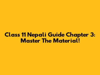 Class 11 Nepali Guide Chapter 3: Master The Material!