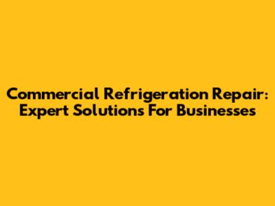 Commercial Refrigeration Repair: Expert Solutions For Businesses
