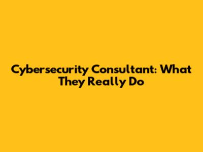 Cybersecurity Consultant: What They Really Do