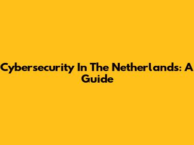 Cybersecurity In The Netherlands: A Guide