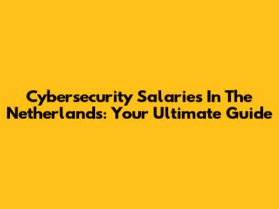 Cybersecurity Salaries In The Netherlands: Your Ultimate Guide