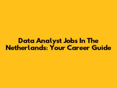 Data Analyst Jobs In The Netherlands: Your Career Guide