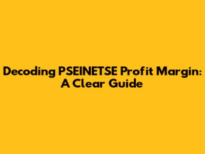 Decoding PSEINETSE Profit Margin: A Clear Guide