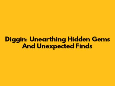 Diggin': Unearthing Hidden Gems And Unexpected Finds