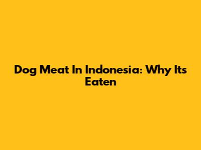 Dog Meat In Indonesia: Why It's Eaten