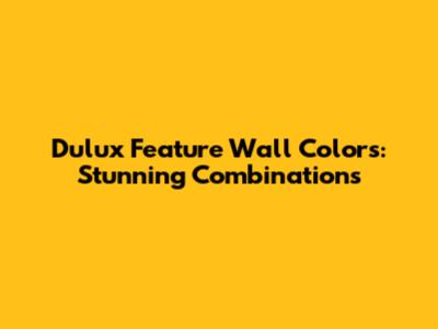 Dulux Feature Wall Colors: Stunning Combinations