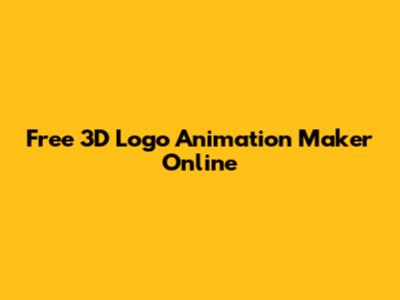 Free 3D Logo Animation Maker Online