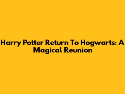 Harry Potter Return To Hogwarts: A Magical Reunion