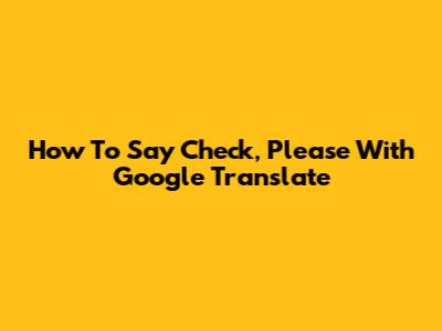 How To Say "Check, Please" With Google Translate