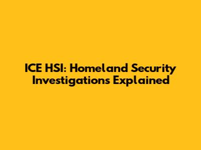 ICE HSI: Homeland Security Investigations Explained