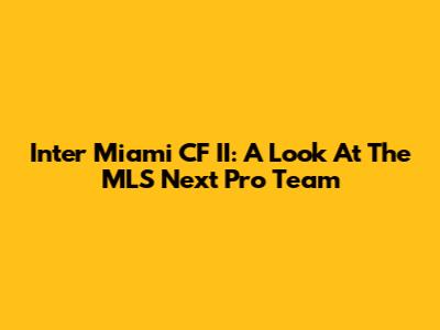Inter Miami CF II: A Look At The MLS Next Pro Team