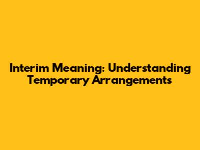 Interim Meaning: Understanding Temporary Arrangements