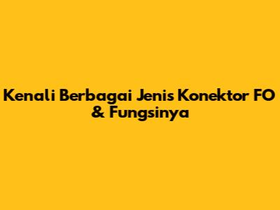 Kenali Berbagai Jenis Konektor FO & Fungsinya