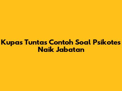 Kupas Tuntas Contoh Soal Psikotes Naik Jabatan