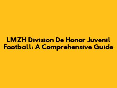 LMZH Division De Honor Juvenil Football: A Comprehensive Guide