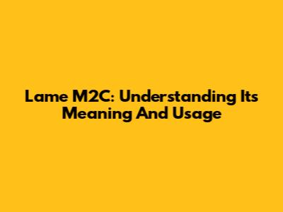 Lame M2C: Understanding Its Meaning And Usage