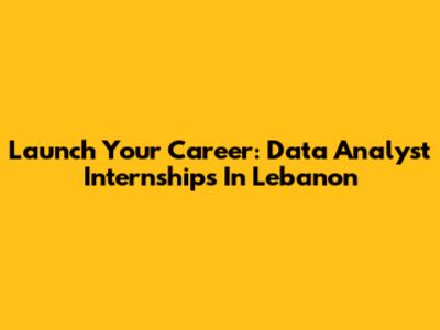 Launch Your Career: Data Analyst Internships In Lebanon