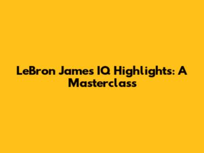 LeBron James' IQ Highlights: A Masterclass