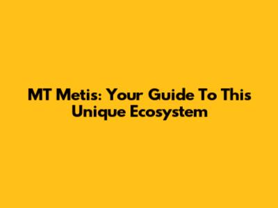 MT Metis: Your Guide To This Unique Ecosystem