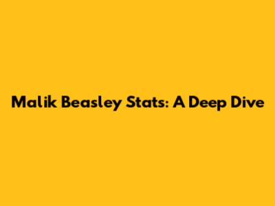Malik Beasley Stats: A Deep Dive