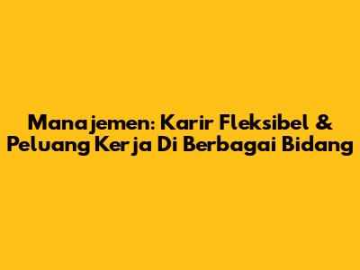 Manajemen: Karir Fleksibel & Peluang Kerja Di Berbagai Bidang