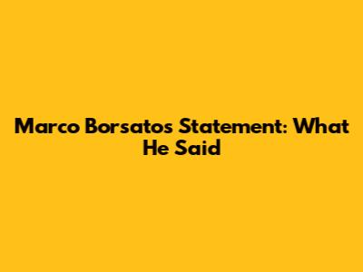 Marco Borsato's Statement: What He Said