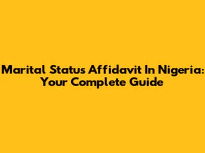 Marital Status Affidavit In Nigeria: Your Complete Guide