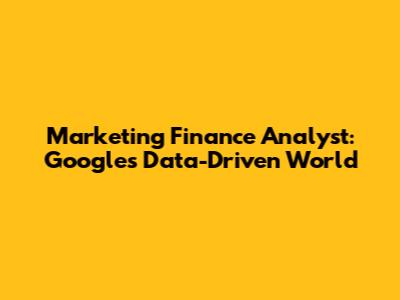 Marketing Finance Analyst: Google's Data-Driven World