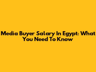 Media Buyer Salary In Egypt: What You Need To Know