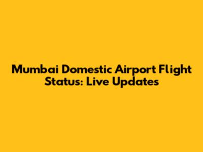 Mumbai Domestic Airport Flight Status: Live Updates