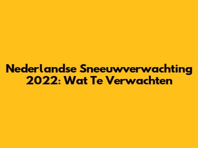 Nederlandse Sneeuwverwachting 2022: Wat Te Verwachten