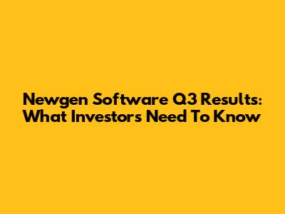 Newgen Software Q3 Results: What Investors Need To Know