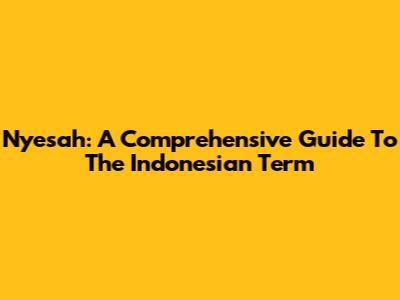 Nyesah: A Comprehensive Guide To The Indonesian Term