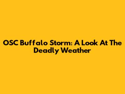 OSC Buffalo Storm: A Look At The Deadly Weather