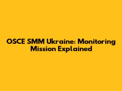 OSCE SMM Ukraine: Monitoring Mission Explained