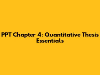 PPT Chapter 4: Quantitative Thesis Essentials