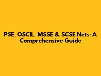 PSE, OSCIL, MSSE & SCSE Nets: A Comprehensive Guide