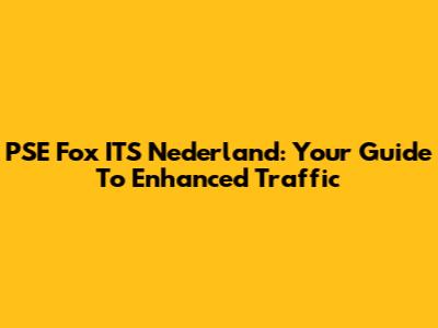 PSE Fox ITS Nederland: Your Guide To Enhanced Traffic