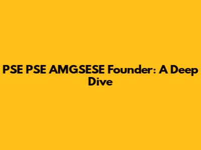 PSE PSE AMGSESE Founder: A Deep Dive
