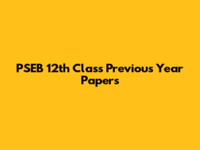 PSEB 12th Class Previous Year Papers