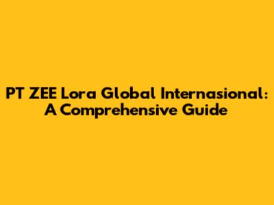 PT ZEE Lora Global Internasional: A Comprehensive Guide